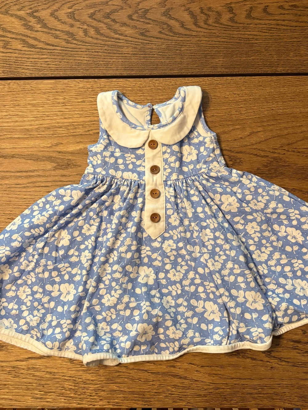 🌸💙 Sweethoney Blue & White Floral Collared Dress – 12/18m, Buttons Front 👗